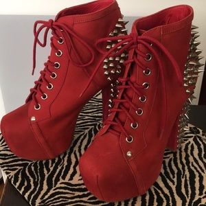 JEFFREY CAMPBELL “Lita” Spike Bootie - Red, Sz6